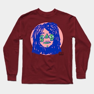 Peach sketchy face Long Sleeve T-Shirt